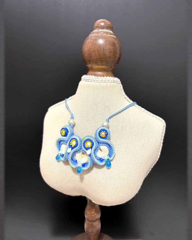 Blue and White Floral Necklace