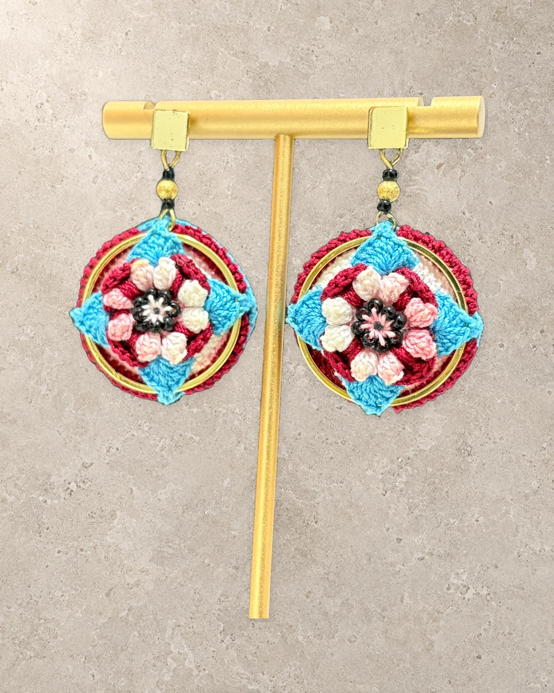 Blue and Yellow Floral Earrings