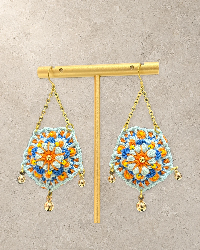 Green-centered Floral Earrings