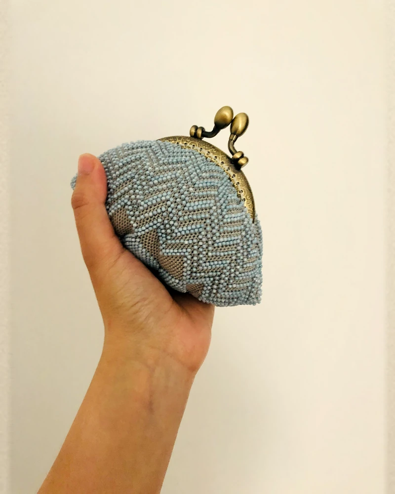 Grey Crochet Clasp Purse