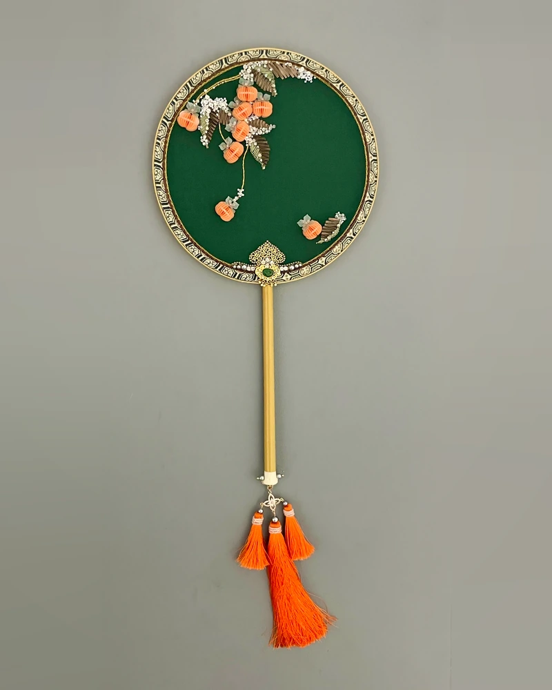 Persimmon Embroidered Fan