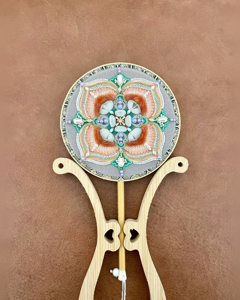 Turquoise Embroidered Fan