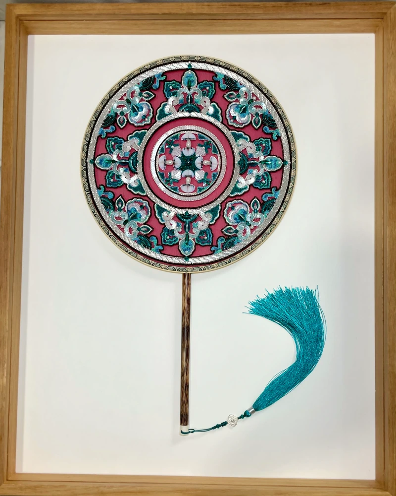Turquoise Tassel Embroidered Fan